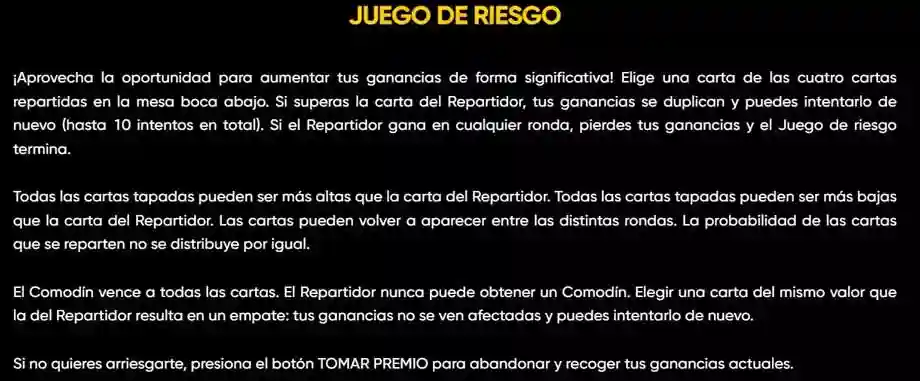 Descripción del juego de riesgo