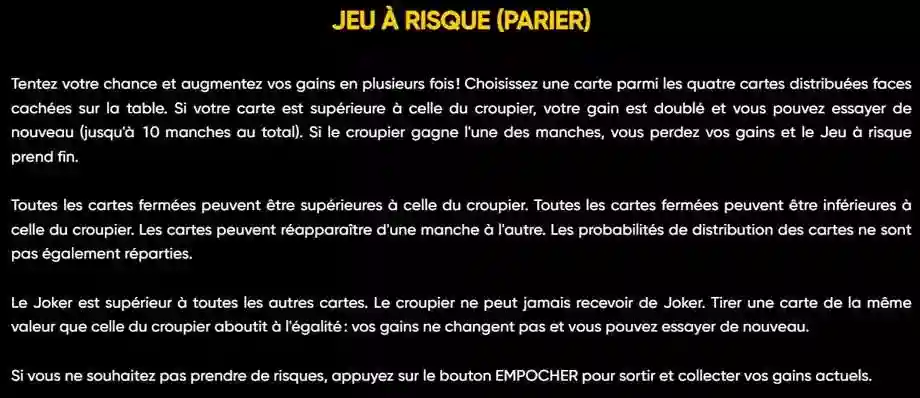 Description du jeu de risque